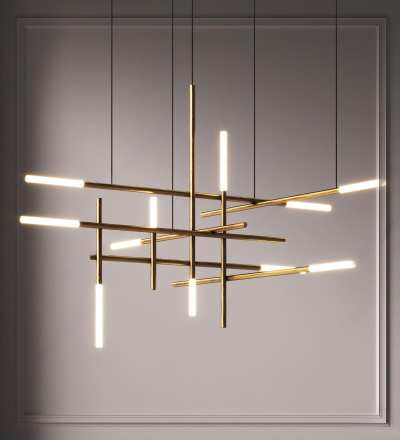 现代金属吊灯3D模型下载